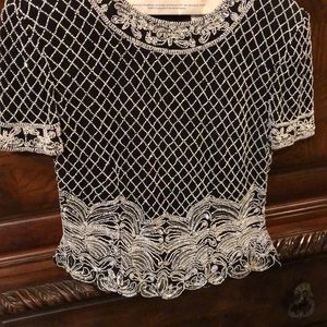 Black and Silver Beaded Top